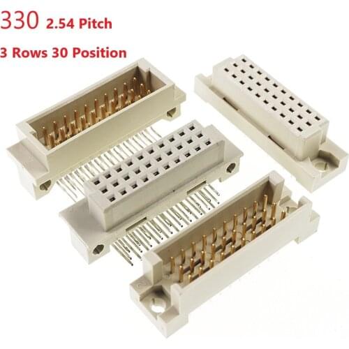 1 Piece 30 Positions Backplane Connector DIN 41612 Din Female Sockets Receptacle Male Header Pin 3x10 30 Pin Pitch 2.54mm