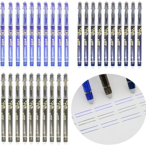 10 Pcs / Set Disappearing Pen Ink Eraser Blue / Black Replaceable Pen Office Stationery Pen Multifunctional Gel Pen 0.38mm