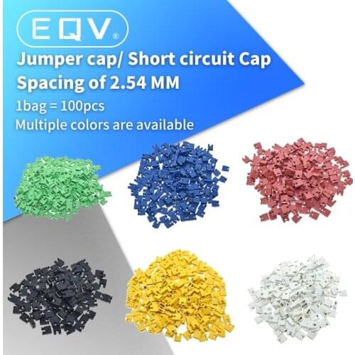 100PCS Pitch jumper shorted cap & Headers & Wire Housings 2.54MM SHUNT Black yellow white green red blue