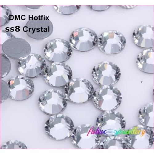 1440pcs/Lot, Hot Fix Rhinestones ss8 (2.3-2.5mm) High Quality DMC Crystal Clear Iron On Crystals