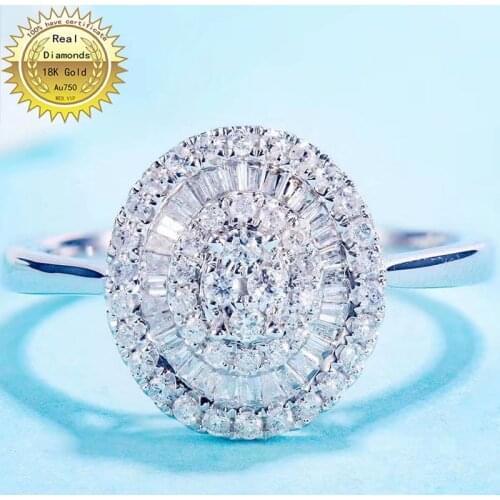 18k gold ring Natural Real 0.42ct Diamond Ring Engagement&Wedding Jewellery have certificate 0031