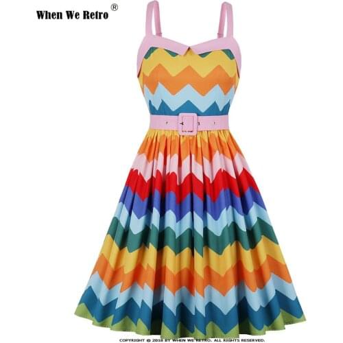 2021 New Spaghetti Strap Colorful Wave Striped Women Summer Dress VD2056 Plus Size Robe Femme Y2K Sexy Dresses