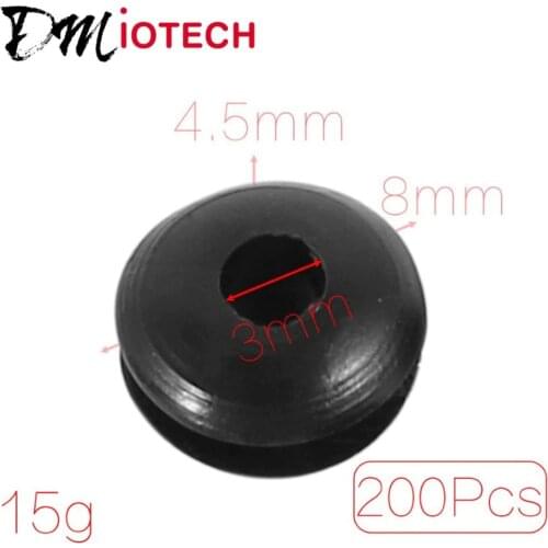 3mm ID 8mm OD 4.5mm Thickness 200Pcs/lot Cable Wiring Rubber Grommets Gasket Ring For Various Industrial Anti-vibration Purposes