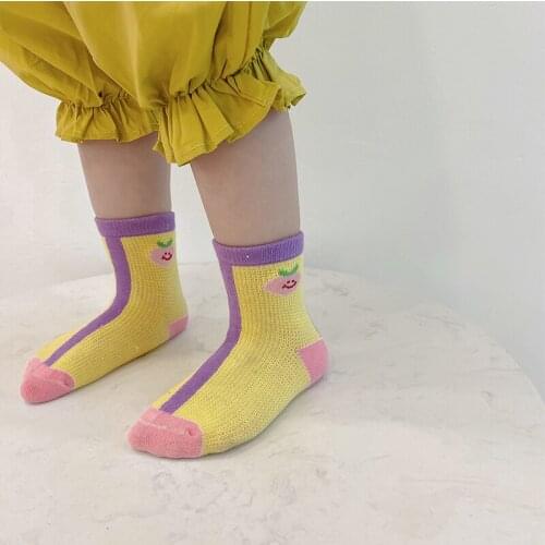 4 Pairs Lot Kids Summer Short Socks With Print Children Toddler Girls Boys Funny Mesh Cute Cotton Kawaii Sock Baby Accessories