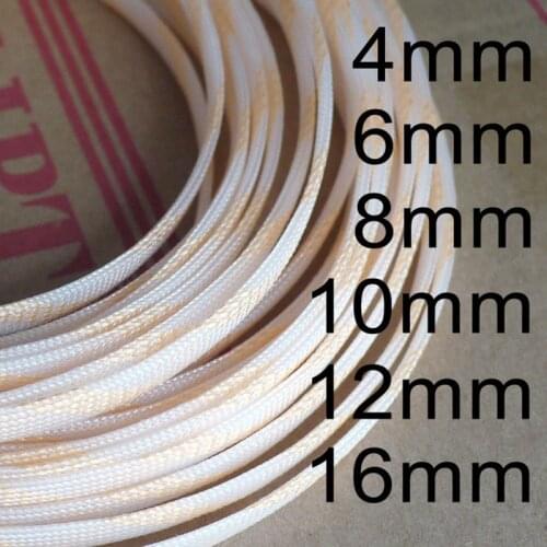 5 Meters Pure&Golden High quality 4 6 8 10 12 16mm Braid PET Expandable Sleeving High Density Sheathing Plaited Cable Sleeves