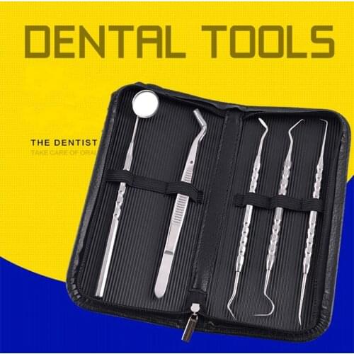 5PC/set Dentist Prepare Tool High Quality Stainless Steel Mirror Dental Tool Set With Mirror Dental Kit Instrument Oral Care