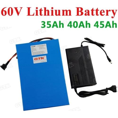 60V 35Ah 40Ah 45Ah lithium ion battery pack built-in 50A BMS for kart mobility scooter battery grass cutter+5A charger