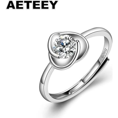 925 sterling silver love heart ring moissanite open adjustable ring white gold engagement ring for women fine jewelry JA-28
