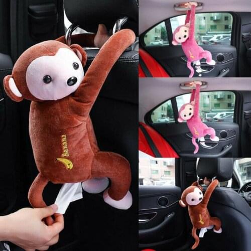 Car Tissue Box Case Cute Cartoon Plush Paper Container Storage Box Napkin Storage Holder Home Car Decor