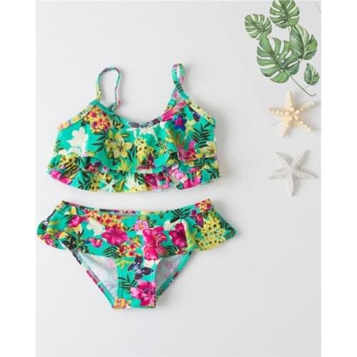 Children Swimwear Falbala Girls Swimwear Baby Kids Biquini Infantil Swimsuit Bikini Girl 2018 New Summer Cake Layer Bathing Suit