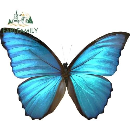 EARLFAMILY 13cm x 9.4cm for Butterfly Blue Purple Car Sticker Vinyl Car Wrap ScratchProof Decal Creativite Motorcycle Decoration