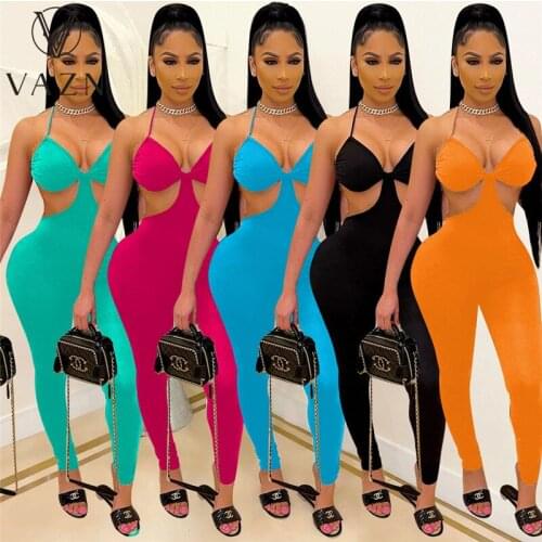VAZN 2020 Hot Summer Boho Solid Women Sleeveless Casual Bandage Set Tracksuit Sexy Suit 2 Piece Set Lady Sets