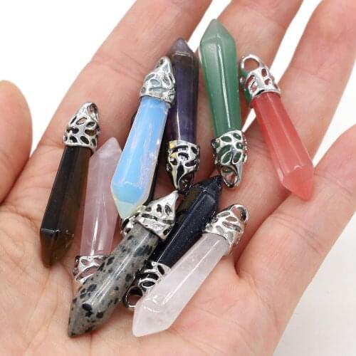 2Pcs Natural Stone Pendant Section Cylindrical Semi-precious For Jewelry Making DIY Necklace Bracelet Earrings Accessory