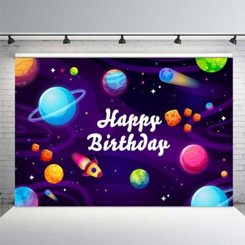 Outer Space Backdrop for Photo Studio Happy Birthday Party Photography Backgrounds Customized 7x5FT Vinyl Photo Background