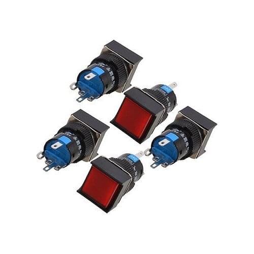 Red Square Cap 1NO 1NC DC 24V Light Latching Push Button Switch