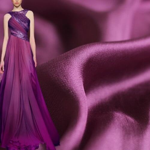 Red Raspberry 8momme Pruple Silk Yarn Soft Thin Fabrics Garment Materials Summer Women Dress DIY Sewing Cloth Freeshipping