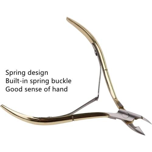 Stainless Steel Nail Cuticle Golden Handle Scissors Dead Skin Finger Cutter Nippers UV Gel Clipper Trim Pedicure Manicure Tools