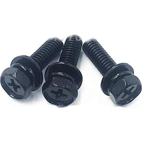 M4 M5 M6 Phillips Bolt Hex Sems Screws GB9073.14 Combination Screw Black zinc 10-25mm Length