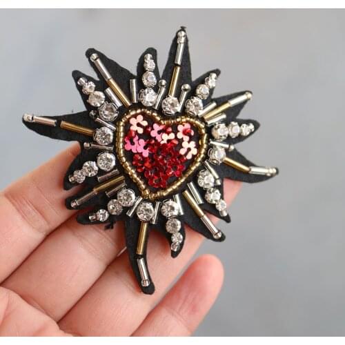 Fashion patch Rhinestone beaded Patches for clothing Embroidery Sequin pearl patches applique flower tree