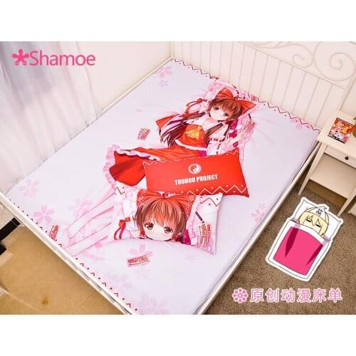 Anime Cartoon TouHou Project Milk Silk Mattress Cover Fitted Sheet Fitted cover bedspread counterpane