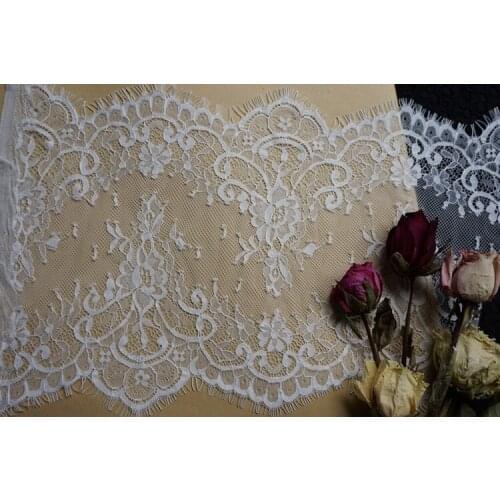 New Chantilly Lace Trim In Black White Floral Embroidered Eyelash Lace Trim For Home Decor, Bridal Sash, Wedding Dress