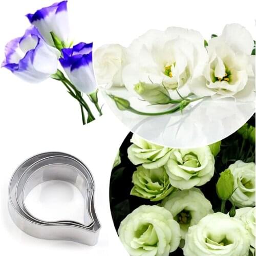 Wholesale 10 Sets(3 pcs/set) Stainless Steel Lisianthus Cutter Cake Decorating Tools Candy Biscuit Jelly Fondant Cookie Cutters