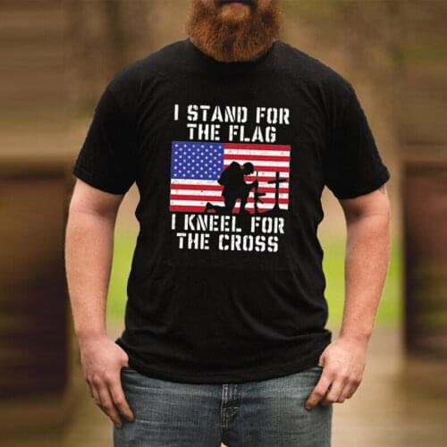 Patriotic Shirt American Flag Tshirt 4th of July American Flag Tee USA Tops I Stand for The Flag Shirt Kneel for The Cross Tee T