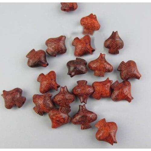 2pcs Natural High-density India Red Sandalwood Grade AAA Cute Fish Pendant Japa Mala Jewellery Findings DIY Earrings Accessories