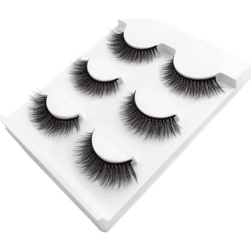 3 Pairs 9mm Lashes Handmade False Eyelashes Set Professional Fake Eyelashes Pack,Eyes Lashes,Very Natural Soft and Comfortable