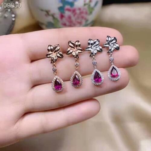 Natural Magnesia Alumina Garnet S925 Earrings Flower Type Fine Fashion Jewelry For Women Free Shipping