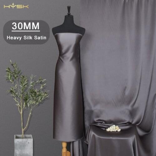 HYSK satin crepe silk fabric 30mm noble gray heavy high quality real soft natural original pure silk for dress Cheongsam CD008