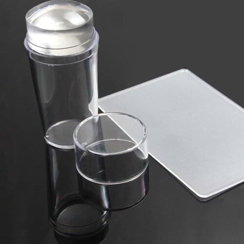 Full Clear Stamper 2.8cm Transparent Jelly head Nail Stamping Nail Art Clear Jelly Head Stamper Scraper Cap Transparent Stamper