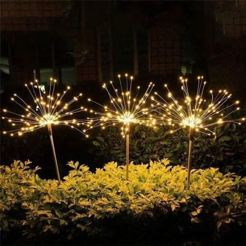 Solar Ground Plug Copper Wire Light Firework Lights Dandelion Lawn Lamp Garden Landscape Lights Multifunctional LED Light