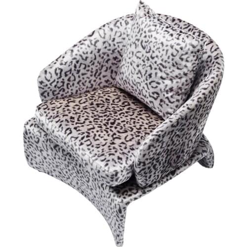 Light luxury leopard flannelette leisure chair FRP single chair designer sofa chair marble small round table