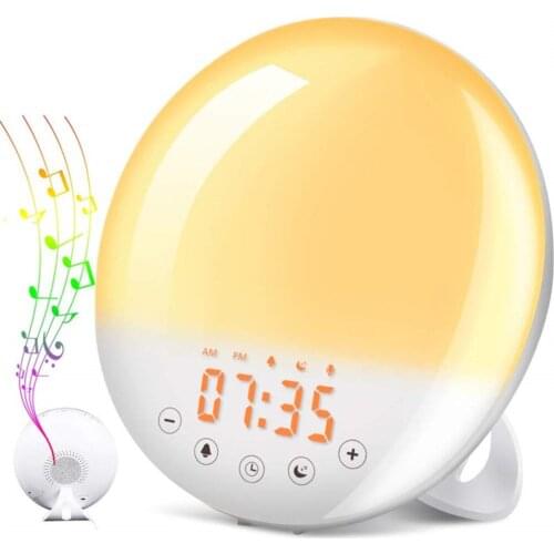 LED Light Lamp Touch Colorful Lights Atmosphere Light Speaker Awaken Electronic Alarm Clock Portable Multifunction FM
