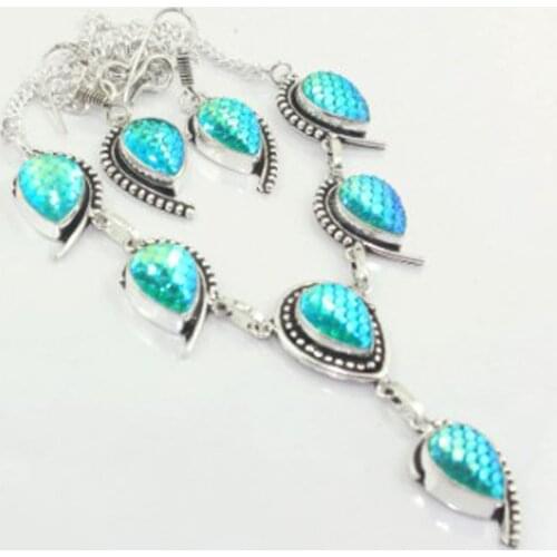 Rainbow Fish Titanium Necklace Earing Silver Overlay over Copper , 47 cm, N3043