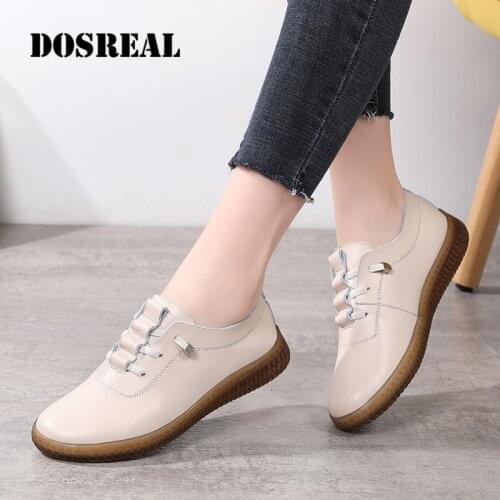 DOSREAL Oxfords Shoes For Women Leather Shoes Spring Walking Shoes Slip On Ballet Flats Sneakers Casual Shoes