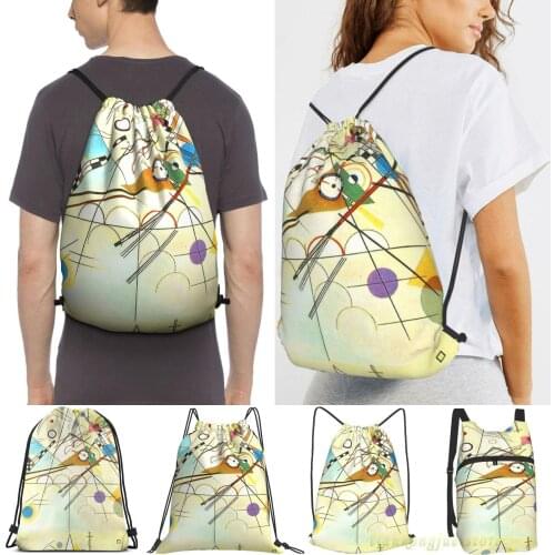 Unisex Drawstring Bags Kandinsky Painting Women Drawstring Backpacks Men Outdoor Travel Backpacks Training Fitness Bag