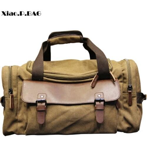 Mens Vintage Travel Bag Shoulder bag Large Capacity Canvas Tote Portable Luggage Moving Daily Handbag