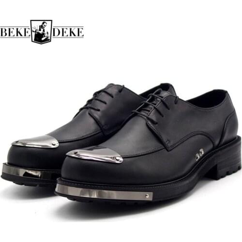 Top Quality Leather Shoes Men Height Increasing Platform Derby Handmade Casual Mens Formal Shoes Business Office Shoes Plus Size