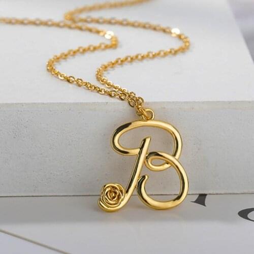 Capital Letter Initial Necklace For Women Stainless Steel Gold A-Z Alphabet Pendant Necklace Jewelry Christmas Gift Gold Chains