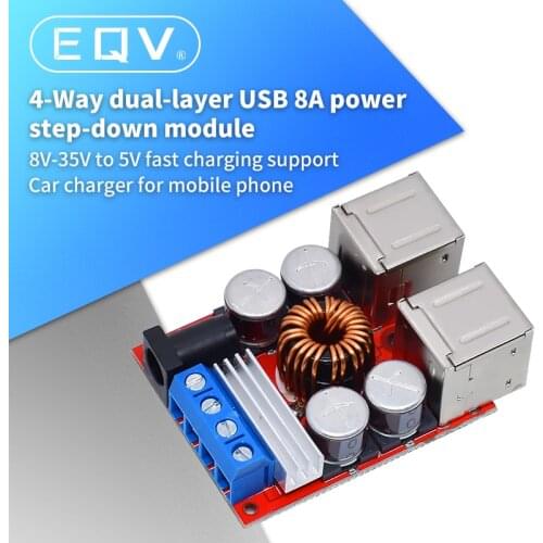DC-DC Vehicle Charging Board 8V-35V to 5V 8A Power Supply Depressurization Module 4 port USB Output mobile Charger