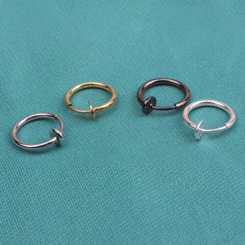 1Pcs 13mm Fashion Punk Clip On Fake Piercing Nose Lip Hoop Rings Earrings 4 Colors Drop Shipping
