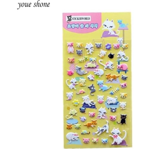 1PCS Cute Cat Stationery Stickers 3D Bubble Stickers Lovely Diary Decorative Sticker Office Gift Supplies Book YOUE SHONE