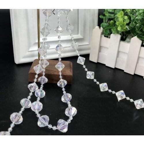 10Meter 14mm Diamond Bead Chain Cotton Line For Curtain Christmas Tree Wedding Party Holiday Venue Garment Lace Decoration