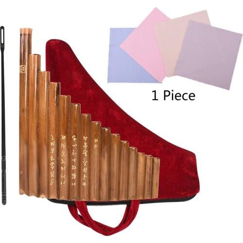 15 Pipes Musical Instrument Beginners Students Natural Bamboo Wind Instrument Bamboo Panpipe G Key with Carry Bags