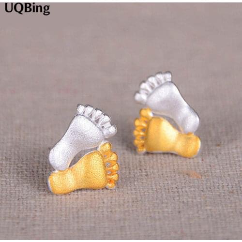 2016 Newest Style Free Shipping Fashion 925 Sterling Silver Feet Stud Earrings Jewelry Pendientes Brincos