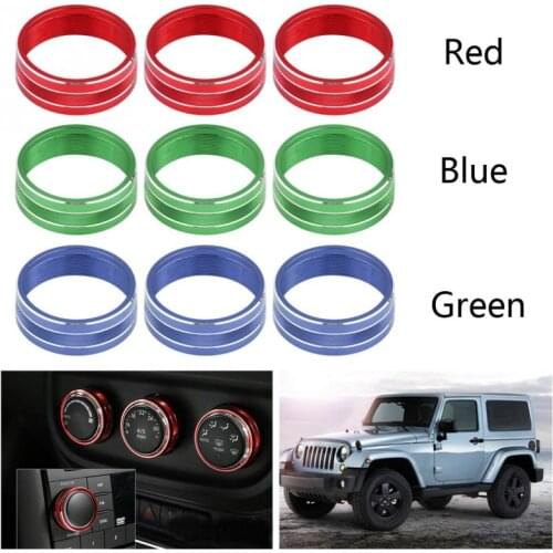 3pcs Car Accessories Air Conditioning Button Cover Decorative Twist Switch Trim for Jeep Wrangler JK JKU 2011-2018