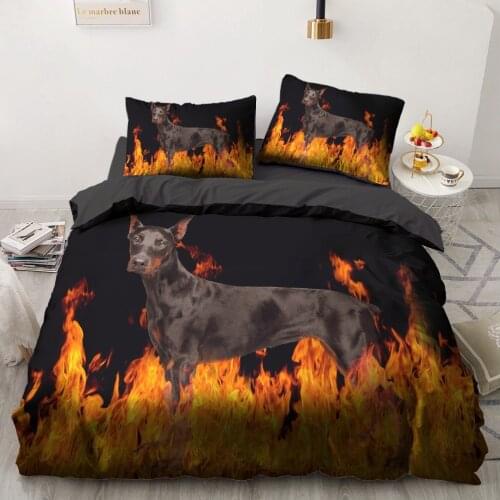 3D Bedding Sets Green Duvet Quilt Cover Set Comforter Bed Linen Pillowcase King Queen 200x200cm Size Dogs Pet Dog Cat