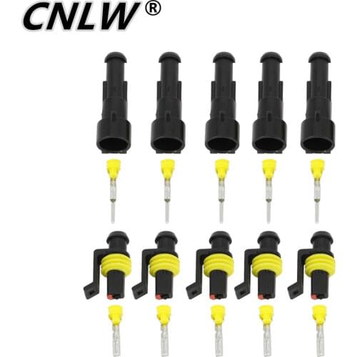 5 Sets 1 Pin AMP 1.5 Connectors DJ7011-1.5-11/21 Waterproof Electrical Wire Connector,Xenon lamp connector Automobile Connectors
